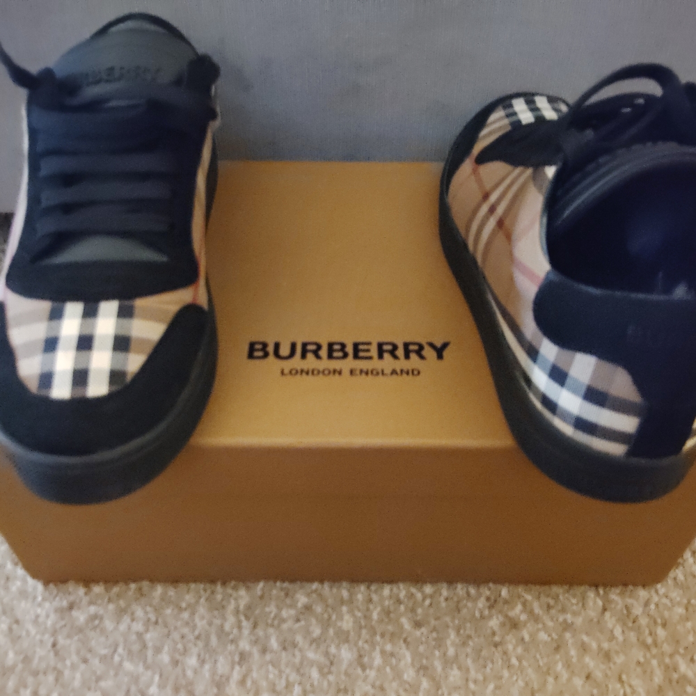 Burberry Plaid Sneakers with Black Accents - Picture 2 of 5